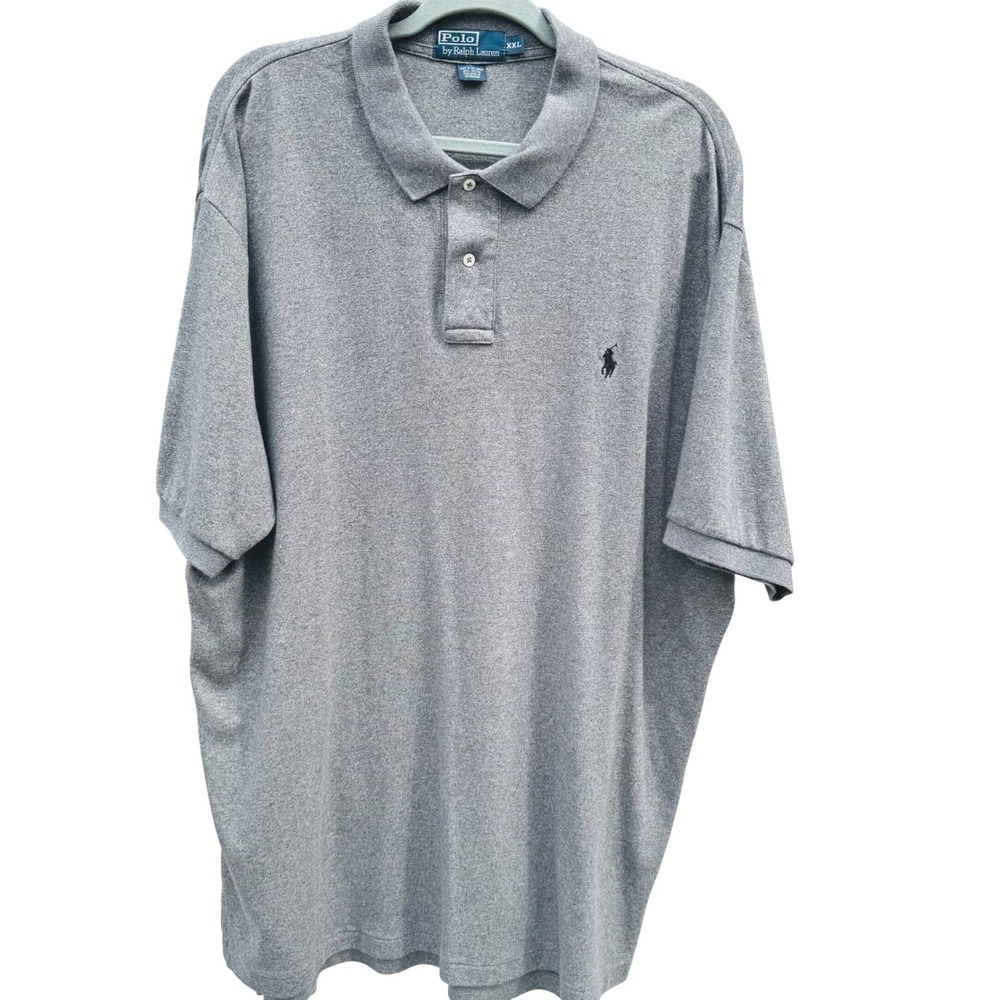Vintage Polo by Ralph Lauren Grey Gray Heathered Polo Shirt Men's Sz XXL